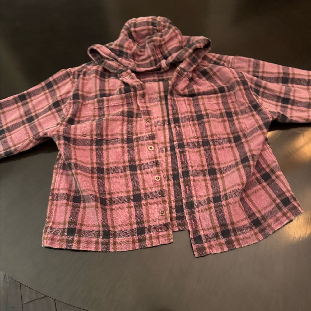 Zara Pink and Black Plaid Shirt